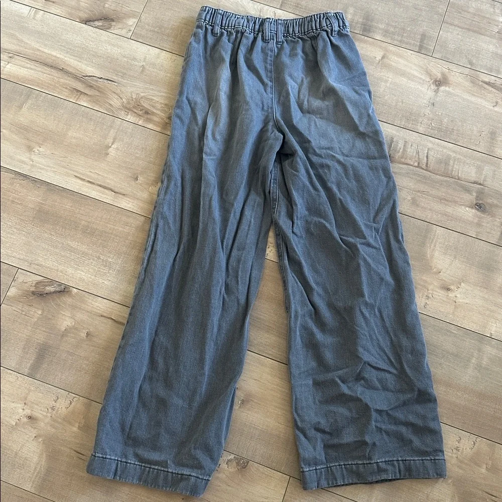 4/$25 Zara Girls Gray Pull Over Baggy Jeans Elastic Waist Sz 11-12